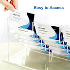 Vevitts Acrylic Business Card Holder for Desk Multiple Business Card Holders Business Card Organizer Business Card Display Rack Clear Plastic Business Card Stand for Home Office (15 Slots)