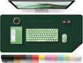 Leather Desk Pad Protector, Desk Mat, Large Mouse Pad, Non-Slip Desk Blotter, Office Laptop Desk Pad, PU Leather Desk Writing Pad for Office and Home (Blackish Green, 31.5" x 15.7")