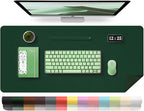 Leather Desk Pad Protector, 39.4'' X 17'' Large Mouse Pad, Office Desk Mat, Non-Slip PU Leather & Suede Base Desk Blotter, Laptop Desk Pad, Desktop Mat for Office Home, Blackish Green