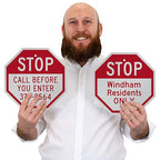 SmartSign Custom STOP Sign 12" x 12" 3M Engineer Grade Reflective Aluminum, Personalized Metal Sign for Outdoor, Parking Lots, Gate, Garages, USA-Made