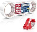 Ealyder Tape Transparent Packing Tape 2 inch x 60 Yards, 3 Rolls with Dispenser – Clear Heavy-Duty Parcel Tape for Secure Packaging, Total 180 Yards