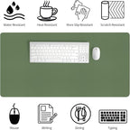 Bloss Green Desk Mat, Desk Matt for Desktop, Large Leather Desk Pad, Desk Pad Mat Waterproof, Computer Mat for Office/Home/Decor/Desk Protector(31.5 x 15.7 Inches)