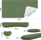 Bloss Keyboard Wrist Rest + Mouse Wrist Rest + Leather Desk Mat, Non-Slip Desk Mat Protector for Office, Home(31.5×15.7 Inches,Olive Green)