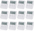 Weewooday 12 Pcs Digital Kitchen Magnetic Timer Bulk Classroom Count up Countdown Timer Large Digits Egg Loud Alarm Cute Desk Stopwatch for Teacher Kids Cooking Office(White,Cute Style)