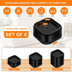 shouwuhho 6 Pack Furniture Risers Adjustable Bed Risers Heavy Duty Lifts Height 1", Square Stackable Bed Risers 1, 2 or 3 Inch for Desk Leg Table Couch Sofa Chair Bed Frame Legs Dorm, Black