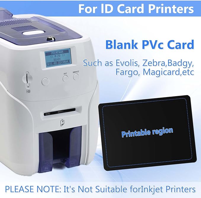 500 Pack - Premium Blank PVC Cards for ID Badge Printers - Premium Quality Black CR80 30 Mil (CR8030) by KLMNDUO - Compatible with Most Photo ID Badge Printers(Black)