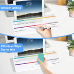 Desktop Glass Whiteboard with Storage, Colorful Weekly Calendar Desk Dry Erase White Board, Desk Organizers and Accessories, Weekly Planner Board with Notes for Planning, Memo, Office, Home, School