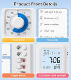 3-in-1 Visual Timer & ADHD Tool for Kids|Adults, Task Timer with Chore Chart Board, Visual Schedule for Kids with Autism, Daily Checklist for Home, School, Classroom, Desk