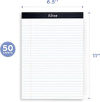 Alitte Legal Notepads 8.5 x 11, Pack of 12 - Perforated Wide Ruled Writing Pad - Premium Thick Paper, No Ink Bleeding - Blank Legal Pads For Home, Office, School, Business - 50 Sheets Per Notebook