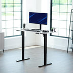 VIVO Electric Dry Erase 60 x 24 in Standing Desk, Memory Height Adjustment, 1B Series, Holds 220 lbs, White Marble Pattern Top, Black Frame, DESK-KIT-1B6WM