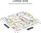 Auhoahsil Mouse Pad, 12 x 10 in Simple Flower Theme Computer Mouse Pad for Desk, Premium-Textured Non-Slip Rubber Stitched Edges Waterproof Square Mouse Mat for Gaming Work Wireless Mice, White