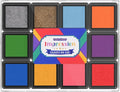 CraftyManor Mini 12 Color Pigment Ink Pads for Stamps, Fingerprint Ink Pad, Stamp Pad for Scrapbook Paper & Stamps for Clothing Stamp & Letter Stamps, Archival