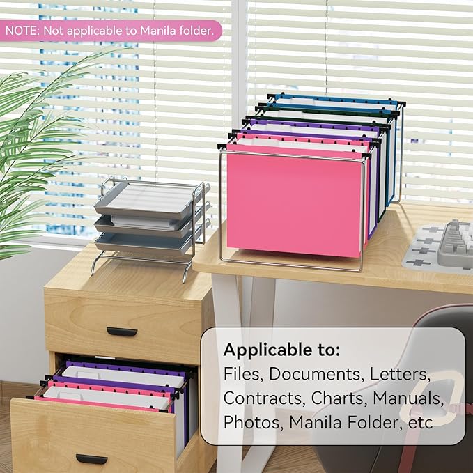 ANSOOK Plastic Hanging File Folders Letter Size, 3 Inch Reinforce Expanding File Folder,12 Pack File Cabinet Folders,Heavy Duty Hanging File Organizer,File Folders Hanging with Tabs