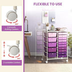 LDAILY 15 Drawer Rolling Storage Cart, Rolling Cart with Drawers for Classroom, Art Supply Craft Organizer on Wheel with Metal Frame & Handles for Home Office School
