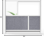 Workflow Modular Wall | Room Divider with Whiteboard, Sound Dampening, & Frosted Acrylic Panels | Expandable Office Partition for Privacy & Stability (53" x 48")