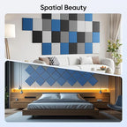 UNECHO 12 Pack 12" X 12" X 0.4" Acoustic Panels for Wall Sound Absorbing,Square Self-Adhesive Sound Panels, High Density Suitable for Multiple Scenarios(Yale Blue)