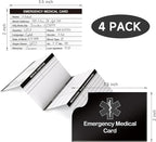 4 Pack Emergency Medical Information Id Card Red Medical Condition and Emergency Contact Id Wallet Card Medical Alert Wallet Card Pocket Size Medication List and Medical Cards for Caretakers (Black)