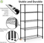 M MZG 1250 lbs Storage Shelving Utility Shelving Unit 5-Tier Utility Shelving Unit Steel Organizer Wire Rack for Home,Kitchen,Office (13.7" D x 23.6" W x 62.4" H)