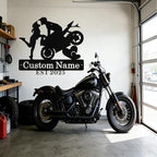 Custom Motorcycle Couple Metal Signs Personalized Biker Couple Name Sign Custom Garage Decor Motorbikes Wall Art Decor Motorcycle Sign Wedding Valentine's Day Gift for Couples