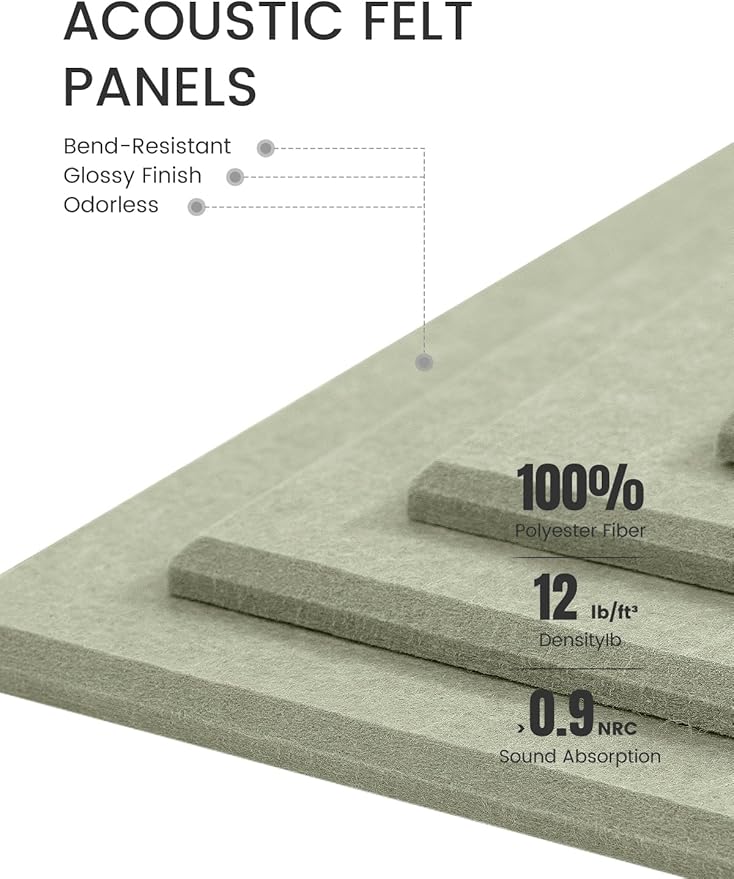Fluxynara Large Felt Bulletin Board 36" x 24" Cork Board Alternative-6 Pack with 40 Safe Removable Adhesive Tabs, Cork Boards for Walls Cork Board for Home Office Classroom Pin Board - Sage