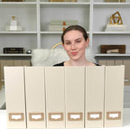 BLU MONACO | Cardboard Magazine File Holder Set of 6 | Vertical Magazine File Holder with Label Slots | Beige Linen Foldable File Organizers for Desk Shelf Office