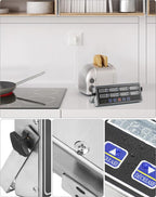 QWORK Digital Kitchen Timer - 8-Channel Multi-Timer with Waterproof Panel, Adjustable Volume