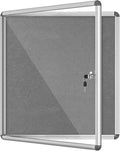 Mifuro 28"x26" Enclosed Bulletin Board, Lockable Weather-Resistant Aluminum Cork Noticeboard for School & Office, Silver Frame w/Grey Flet