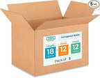 Medium Shipping & Moving Boxes 18 x 12 x 12 inches (5-Pack) - Extra Strength 200 lb vs Regular - Corrugated Moving Boxes for USPS/FEDEX - Medium Size Moving Box - Corrugated Box by IDL Packaging