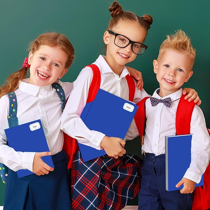 Jumbo Book Covers 8 Pack Reusable Fabric Book Cover Protective Books Covers 9 x 11 Inch Blue Stretchable Books Sleeve Cover with Label Sticker for Most Hardcover Textbooks Up to 10 x 12.5 Inch