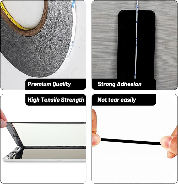 Kaisiking 5mm x 50M LCD Repair Tape for Phone Screen, Adhesive Tape with 1 Tweezers for Cell Phone, iPad, Tablets, Laptops, Camera