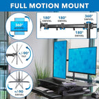 Mount-It! Standing Desk Converter Height Adjustable 47" Extra Large Wide Stand Up Desk Riser, Dual Monitor Arm Mounts, Stand Up Desk Convertor with Keyboard Tray, Fits Two Monitors up to 32"