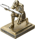 Amoysanli Knight Pen Holder Desk Organizers and Accessories Desk Decor Resin Pen Holder as Gift with a Cool Pen for Office and Home (Copper)