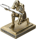 Amoysanli Knight Pen Holder Desk Organizers and Accessories Desk Decor Resin Pen Holder as Gift with a Cool Pen for Office and Home (Copper)