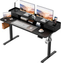 Homall Electric Standing Desk with 2 Drawers, Adjustable Height Computer Desk with Monitor Shelf Sit Stand Table with Splice Board Quick Install for Home Office (Black, 48 Inch)