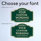 Custom Decorative Outdoor Metal Sign - Personalized Aluminum Driveway Sign, Waterproof, Made In USA - Design 2 Forest Green 14x10 In