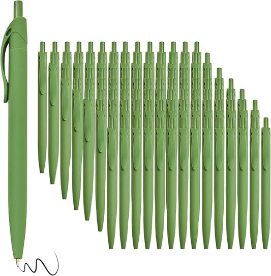 BallPoint Pens, 100 Pack (BLACK Ink),Bulk Pens, Green Barrel,Click Pens for Office Home and School, Retractable Ballpoint Pens, Medium Point, 1.00MM (Green)