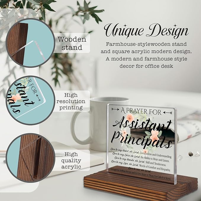 Assistant Principal Prayer Gifts Desk Sign, Inspirational Christian Appreciation Gift for School Leaders, Decorative Office Plaque for Vice Principal Recognition PA111