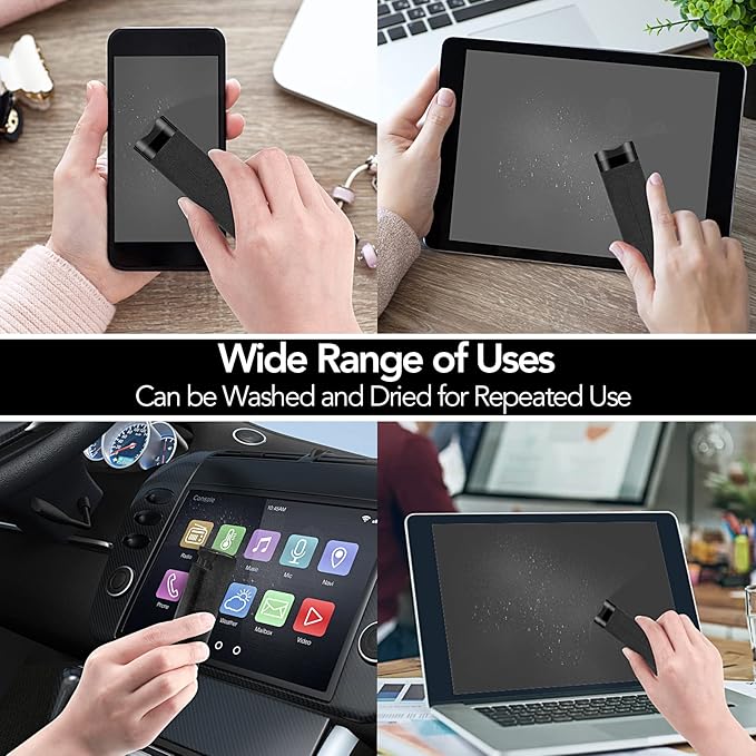 2 Pcs Fingerprint Proof Screen Cleaner, 3 in 1Touchscreen Mist Cleaner Spray Wipe Cleaner Screen Cleaner Soft Fiber Flannel,Safe for All Phones Glasses Tablet Laptop TV Watch Screens (Black)