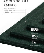Large Felt Bulletin Board 36"x24", 6-Pack 4-Compartment Wall Organizer, Cork Board Alternative with 60 Removable Adhesive Tabs, Modular Felt Panels for Home Office, Classroom and Study-Pine Green