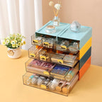 OSteed Spacious Desktop Storage Box, 1 Large Storage Drawer, Stackable Office Desk Drawer Organizer and Accessories, Printer Paper Organizer, Blue Plastic Drawers for Workspace & Home