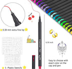 Tebik 65 Pack Planner Colored Pens, 60 Assorted Colors Drawing Pens with 5 Different Stencils, Perfect for Dotted Journal Planner Writing Note Calendar Coloring Office School Supplies