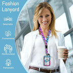 Lanyards for ID Badges Name Tags ID Card Holder, ID Badge Holder with Breakaway Lanyard, Cute Badge Reel Badge Clip Retractable, Women Teacher Nurse Student School Office Gift, Butterfly Design