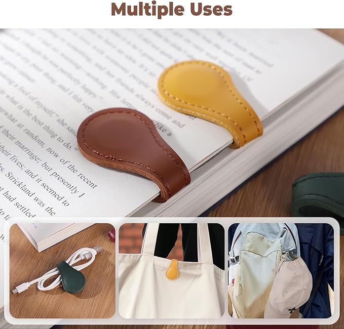 Personalized Magnetic Leather Bookmark, 26 Letters Custom Leather Bookmarks, Handmade, Leather Magnetic Bookmark for Book Lovers Readers Women Kid(Red，J）
