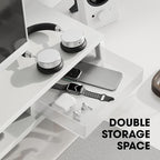 Fenge Dual Monitor Stand, Monitor Riser with Drawer, 42.5 Inch Large Computer Monitor Stand for 2 Monitors, 2 Tier Wooden Desk Shelf for Top of Desk