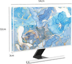 Baocicco Baby Blue Gold Marble Waterproof Computer Monitor Dust Cover 22, 23, 24, 25 Inch Modern Monitor Accessories Laptop TV LCD Fashion Screen Monitor Decoration for Tablet Home Office Computer