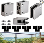 Glass Clamp－4PCS Adjustable Glass Shelf Bracket, 1/3 "-1/2 " 304 Stainless Steel Glass Clamps, Glass Clamp Bracket is Suitable for Railing, Stairs, Glass Wall, All Kinds of Glass (Silver-4pcs)