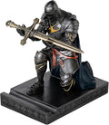 Amoysanli Medieval Armored Warrior Wearing Outerwear, Mobile Phone Stand Knight Pen Holder Desk Organizers, Resin Bookends Paperweight with a Letter Opener for Desk (Iron&Green)