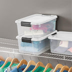 Sterilite 24-Pack Ultra Latching Box, Storage Bins with Lids, Clear Plastic, 18 Quart - Heavy-Duty Organizing Containers for Closet, Bathroom, and Office