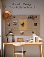 Large Felt Bulletin Board 48" x 36" Cork Board Alternative-12 Pack with 70 Safe Removable Adhesive Tabs, Cork Boards for Walls Felt Board for Home Office Classroom Pin Board-Taupe