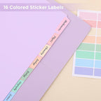 SKYDUE Durable Plastic 8-Tab Dividers, 2sets, Big Tab Dividers for 3 Ring Binder, Write&Erase 3 Ring Binder Dividers with Tabs, with Sticker Labels